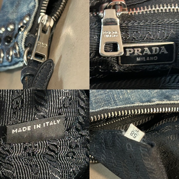 💥SOLD💥 PRADA Denim Borchie Wristlet Pouch Bag Authentic with COA cards receipt - Picture 10 of 17